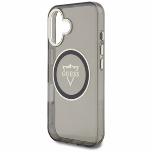 Guess IML Metal Mountain Logo Magnetinis dėklas iPhone 16 - juodas