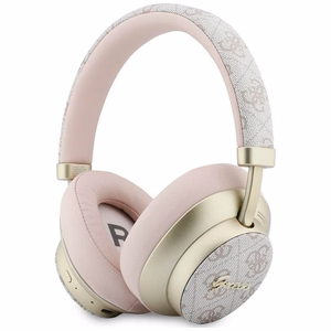 Belaidės ausinės Guess ENC 4G Gold Script Metal, rožinės