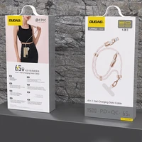 Dudao L20MAX 4in1 kabelis / dirželis USB-A / USB-C / Lightning PD QC 65W 1.5m – rožinis