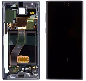 Ekranas Samsung N970F Note 10 su lietimui jautriu stikliuku ir rėmeliu Black originalus (used Grade C)