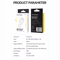 Wozinsky CWCUCW 30W USB-C / 2 x USB-A sieninis įkroviklis - baltas