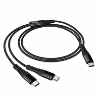 Kabelis 2in1 USB C į USB C+C Hoco 1 m X123 juodas