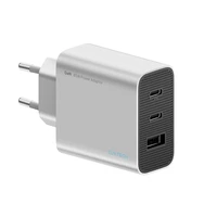 Cuktech 65W GaN sieninis įkroviklis 2xUSB-C 1xUSB-A pilkas