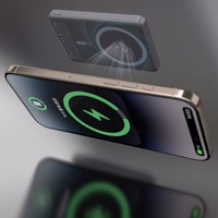 Dudao K28 10000mAh PD 22.5W Magnetinė išorinė baterija su metaliniu dėklu ir žiedo stovu - pilka