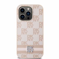 DKNY odinis languotas mono raštas ir spausdintos juostelės dėklas iPhone 14 Pro - rožinis