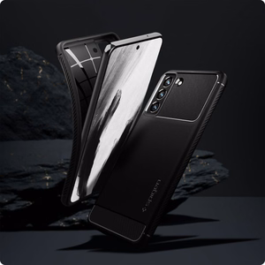 Spigen Rugged Armor dėklas telefonui Samsung Galaxy S21 FE - matinė juoda