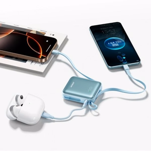 Išorinė baterija POWER BANK Joyroom (JR-PBF27) 10000mAh (1xType-C; 22.5W) + type-C ir lightning laidas, mėlynas