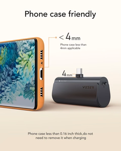 VEGER Išorinė baterija 5000 mAh su įmontuota jungtimi Type C PD QC3.0 3A 20W PlugOn (W0556) juoda