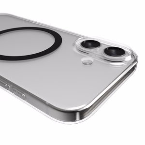 Puro Lite Mag TPU+PC dėklas suderinamas su MagSafe iPhone 17 - skaidrus su juodu žiedu