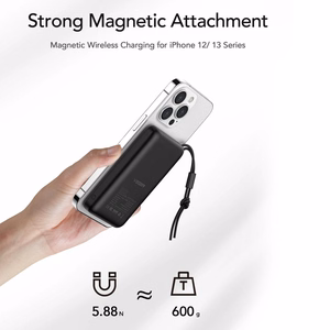 VEGER išorinė baterija 10000 mAh su belaidžiu įkrovimu, suderinama su MagSafe PD QC3.0 2A 20W MagOn (VP1151 / W1151) balta
