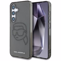 Karl Lagerfeld dėklas telefonui su kalnų krištolais Karl Head logotipu Samsung Galaxy S25 juodas