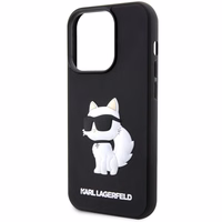 Karl Lagerfeld KLHCP14X3DRKHNK iPhone 14 Pro Max 6.7" juodas/juodas kietas dėklas Rubber Choupette 3D