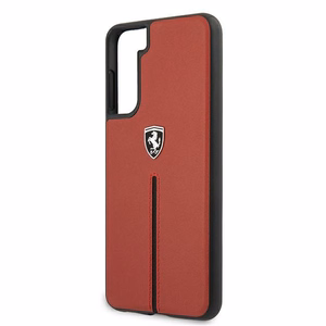 Dėklas telefonui Ferrari FEOSIHCS21SRE S21 G991 raudonas/raudonas kietasis dėklas Off Track odinė nailoninė juostelė