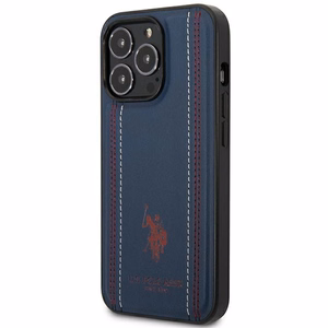 US Polo USHCP14XPFAV Leather Stitch dėklas, skirtas iPhone 14 Pro Max 6.7", tamsiai mėlynas