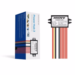 INNOVV Power Hub 3 – vandeniui atsparus 12 V paskirstytuvas, skirtas 5 įrenginiams, su akumuliatoriaus apsauga ir saugikliais