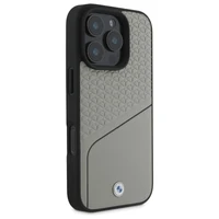 BMW Sign odinės tekstūros ir linijos magnetinis dėklas telefonui iPhone 16 Pro Max - pilkas