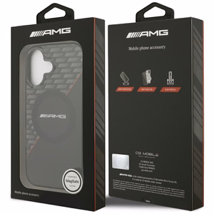 AMG Dvigubo sluoksnio permatomas rombų magnetinis dėklas telefonui iPhone 17 - juodas ir raudonas