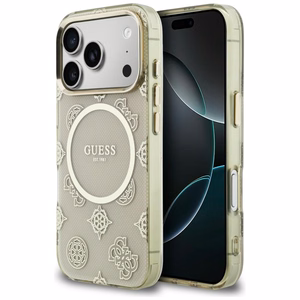 Guess IML Peony Dot MagSafe Dėklas for iPhone 17 Pro - smėlinis