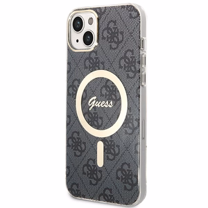 Guess GUBPP14MH4EACSK 4G Print MagSafe dėklo ir įkroviklio rinkinys, skirtas iPhone 14 Plus 6.7", juodas