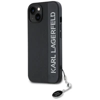 Karl Lagerfeld Saffiano Rhinestones & Charm dėklas telefonui iPhone 15 / 14 / 13 - juodas