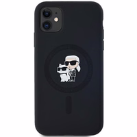 Karl Lagerfeld Silikoninis Karl&Choupette Magnetinis dėklas iPhone 11 / Xr - juodas