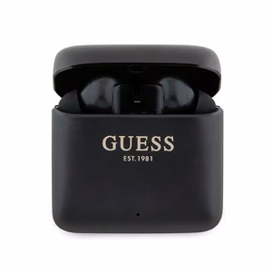 Guess Bluetooth ausinės GUTWSSU20ALEGK TWS + įkrovimo stotelė juodos su atspausdintu logotipu