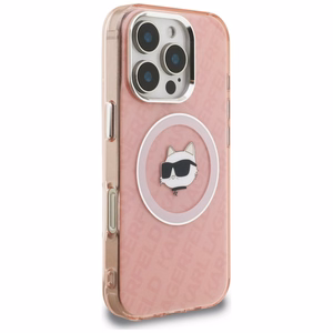 Karl Lagerfeld IML Choupette Head Logo MagSafe Dėklas iPhone 16 Pro - rožinis