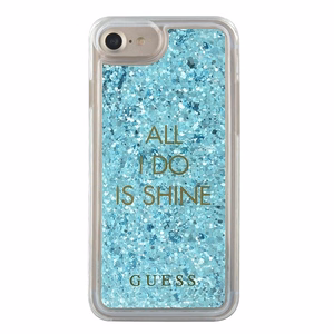 Guess GUHCP7GLUQBL iPhone 6/7/8 /SE 2020 / SE 2022 mėlynas/kietas dėklas Liquid Glitter Party