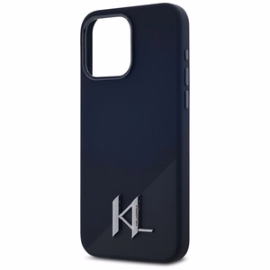 Karl Lagerfeld Silikoninis Shadow Metal Initial Magnetinis dėklas telefonui iPhone 15 Pro juodas