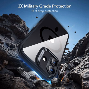 ESR Classic Hybrid MagSafe + grūdinto stiklo rinkinys iPhone 17 – skaidriai juodas