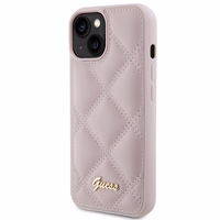 Guess Quilted Metal Logo dėklas telefonui iPhone 15 - rožinė