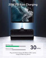 VEGER išorinė baterija 5000 mAh su įmontuotu jungtimi Type C PlugOn PD QC3.0 3A 20W W0558 juoda