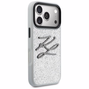 Karl Lagerfeld IML Glitter KL Diamond Logo dėklas for iPhone 17 Pro - sidabrinis