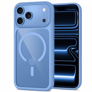 Tech-Protect MagOne CC MagSafe dėklas su 2 grūdintais stiklais, skirtas iPhone 18 Pro / 17 Pro, skaidrus mėlynas