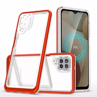 Skaidrus 3in1 dėklas telefonui Samsung Galaxy A22 4G rėmelis gelis raudonas