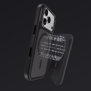 Benks Magnetic Mist dėklas metaliniu rėmeliu (K070) iPhone 17 Pro Max juodas (Camera Control mygtukas)