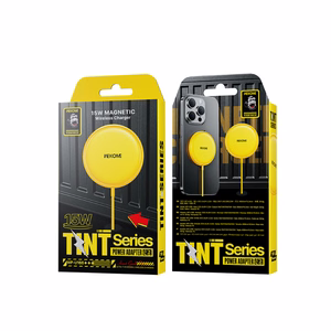 WEKOME WP-U166 Tint Series Qi belaidis įkroviklis su integruotu USB-C laidu, suderinamas su MagSafe, 15 W, geltonas