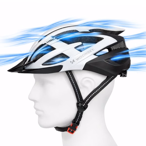 Wozinsky MTB велосипедный шлем со съемным козырьком и задним USB-фонарем M - черный и белый