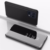 Clear View Case dėklas telefonui Oppo Find X5 Pro dėklas su atvartu juodas