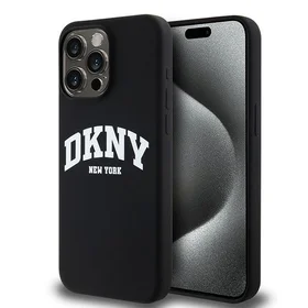 DKNY Skystas silikoninis baltas spausdintas logotipas magnetinis dėklas telefonui iPhone 13 Pro Max - juodas