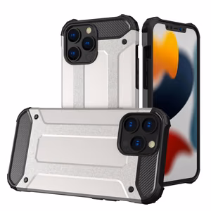 Hibridinis šarvų dėklas tvirtas apsauginis dangtelis iPhone 13 Pro sidabrinis