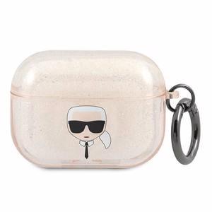 Karl Lagerfeld Blizgučių Karlo Galvos Dėklas AirPods Pro - auksinis