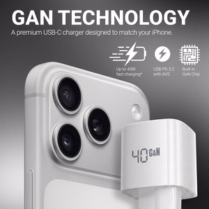 Crong NEO GaN USB-C PD įkroviklis su AVS, 40 W, baltas