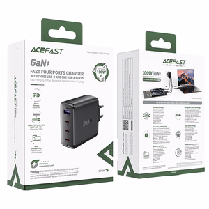 Įkroviklis Acefast A94 100W GaN 3xUSB-C/USB-A juodas