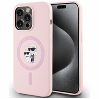 Karl Lagerfeld silikoninis Karl&Choupette Magnetinis dėklas telefonui iPhone 14 Pro Max - rožinis