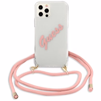 Guess Script Vintage iPhone 12 Pro Max 6.7" dėklas - rožinė
