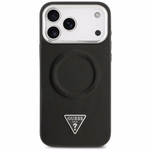 Guess Trikampio logotipo magnetinis dėklas iPhone 17 Pro - juodas