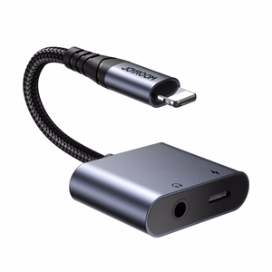 2‑in‑1 garso adapteris Joyroom SY-L01 Lightning į 3.5mm + Lightning (juodas)