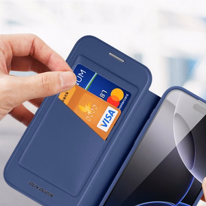 Dux Ducis Skin X Pro Dėklas iPhone 17 Pro su pinigine, MagSafe suderinamas - Mėlynas