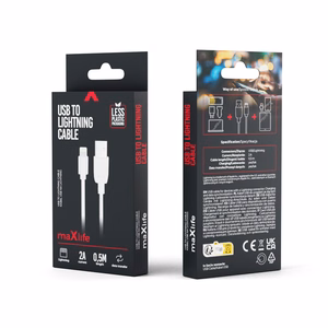 Maxlife kabelis USB - Lightning 0,5 m 2A baltas